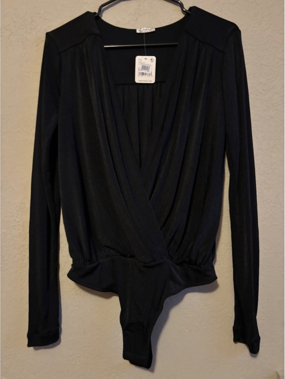 Free People Black Long Sleeve Bodysuit Size Medium